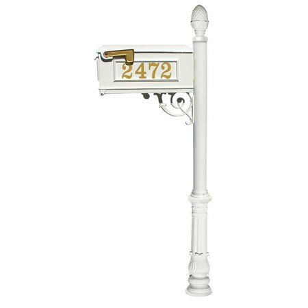 Qualarc Mailbox w/decorative ornate base, pineapple finial LMCV-703-WHT